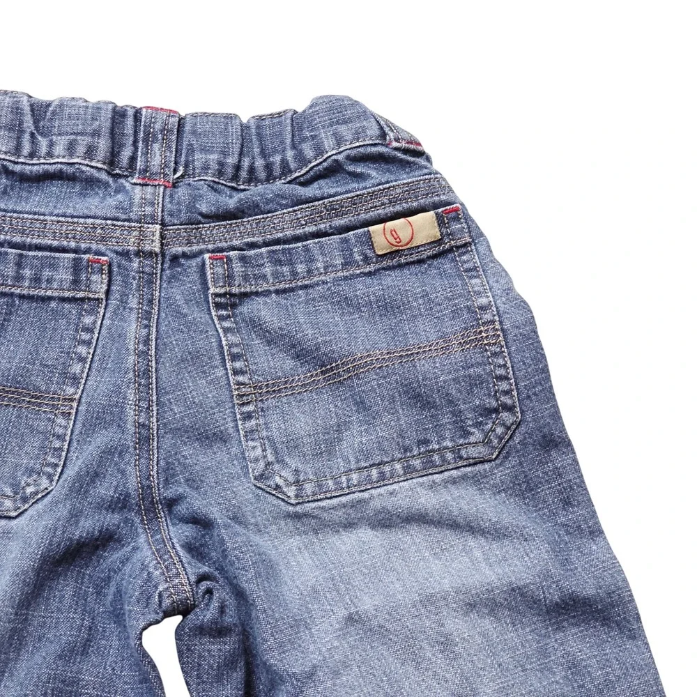 Y2K 2003 Gymboree Kids Denim Jeans Size 4 Blue Button Fly Distressed Cargo Style